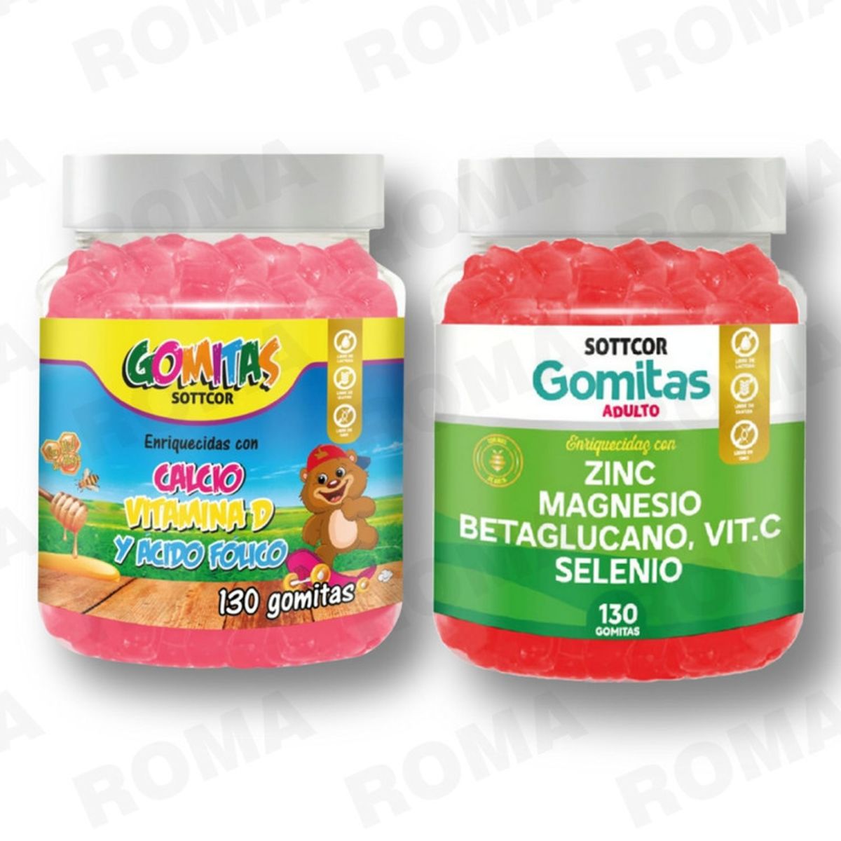 GENERICO - PACK 2 GOMITAS CALCIO NIÑOS + ZINC ADULTO SOTTCORLABS
