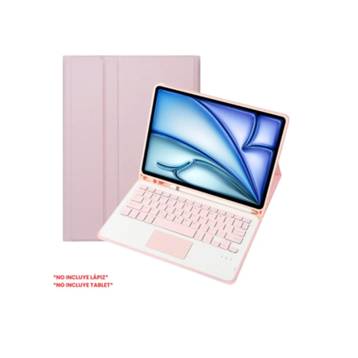 SPACE - Funda con Teclado TouchPad Bluetooth Para Ipad A16 11Va Gen rosada