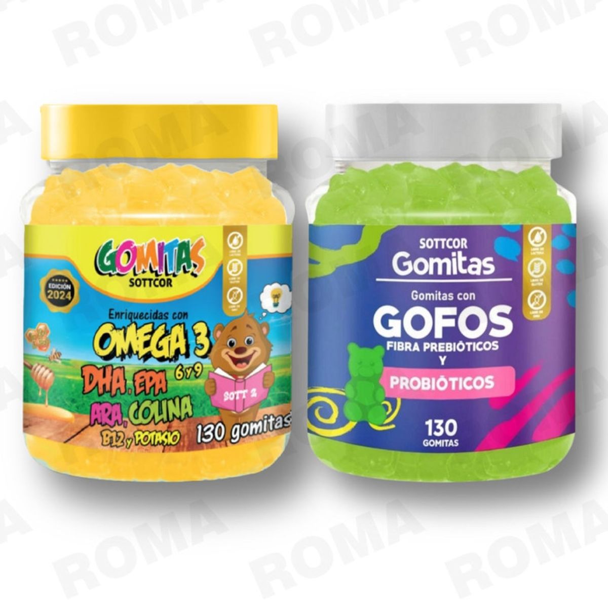 GENERICO - PACK 2 GOMITAS OMEGA 3 NIÑOS  + GOFOS PARA NIÑOS SOTTCORLABS