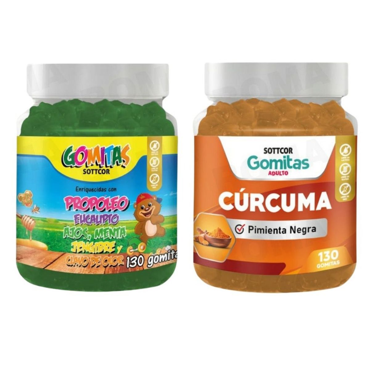 GENERICO - PACK 2 GOMITAS PROPÓLEO NIÑOS + GOMITAS CÚRCUMA SOTTCORLABS