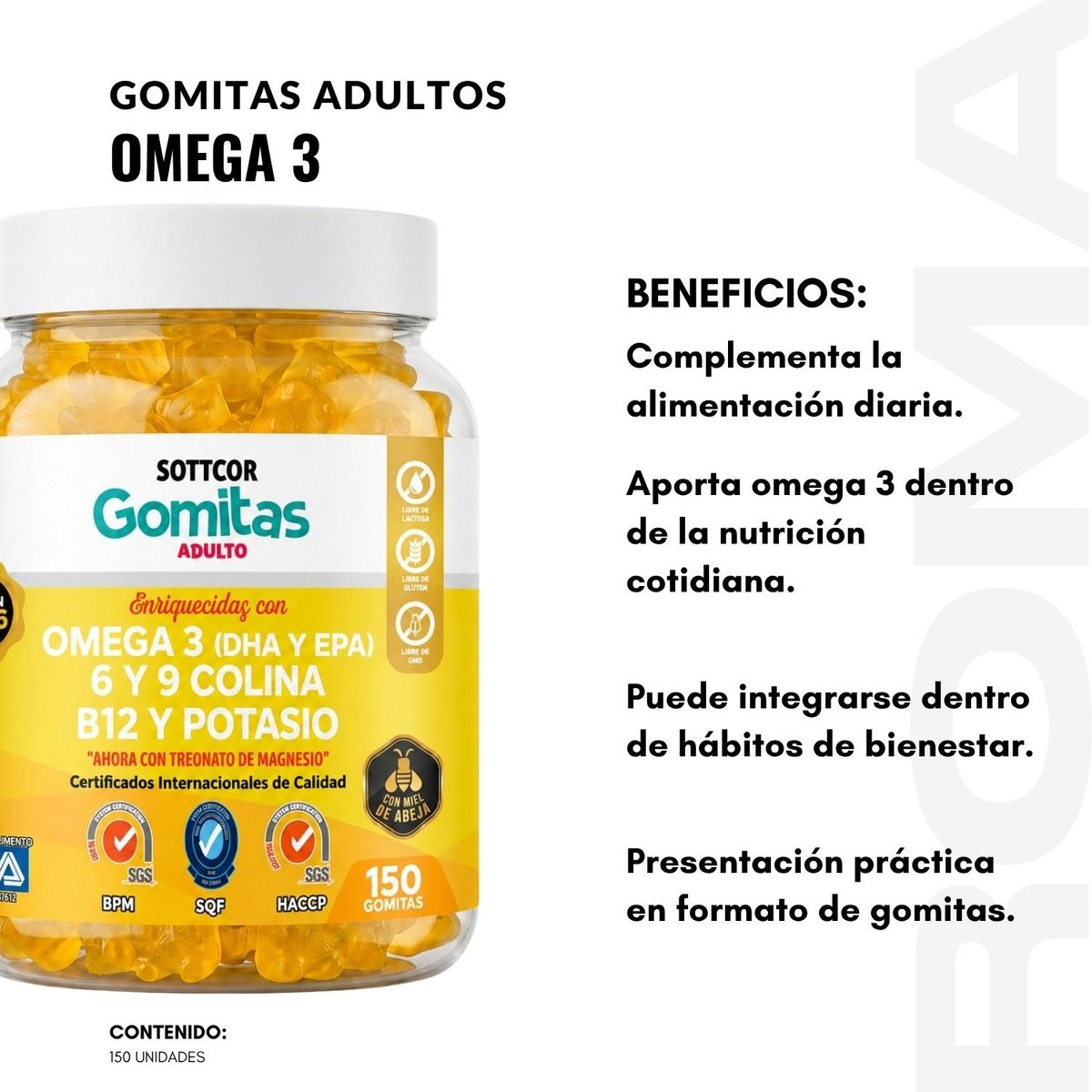 GENERICO - PACK 2 GOMITAS OMEGA 3 PARA ADULTOS 300 GOMITAS SOTTCOR LABS