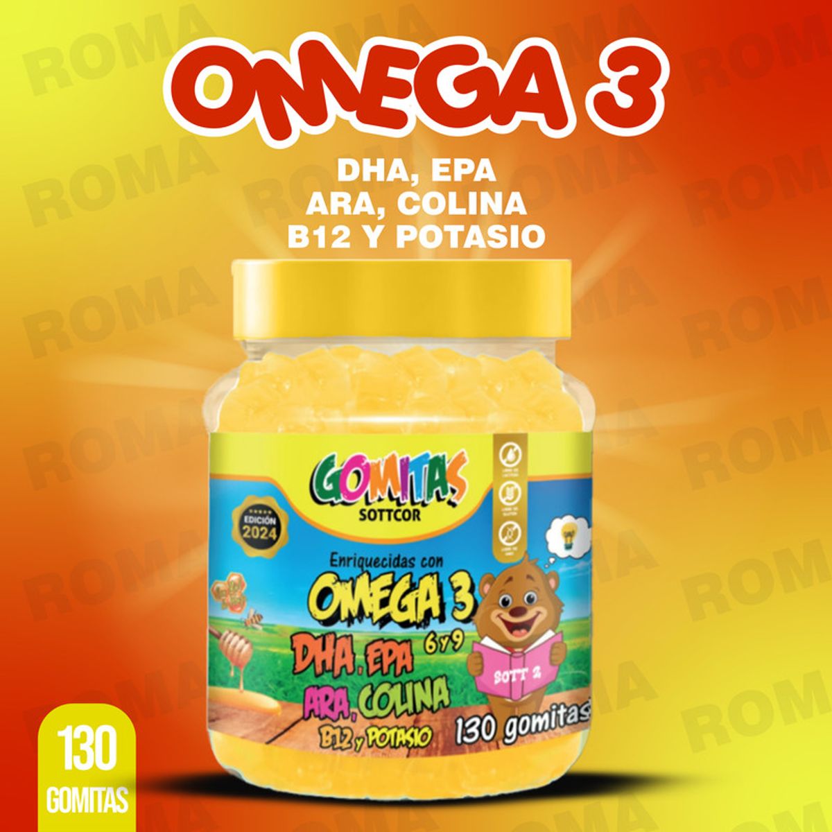 GENERICO - PACK 3 GOMITAS OMEGA 3 NIÑOS 390 SOTTCORLABS