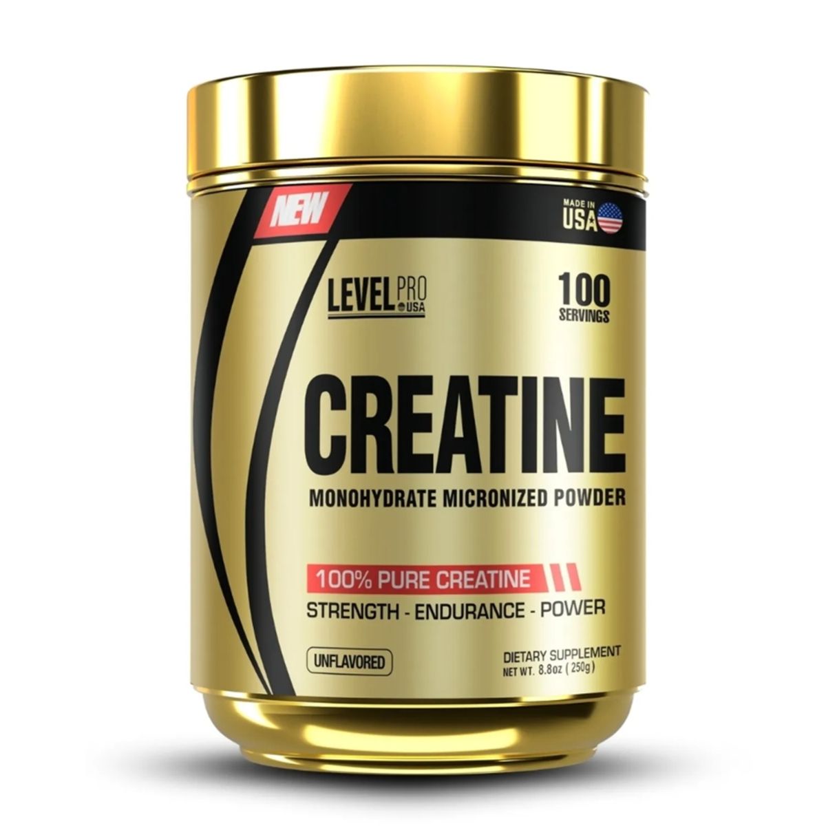 LEVEL PRO - CREATINA 250 GR LEVEL PRO Sabor NATURAL 100 SERVICIOS