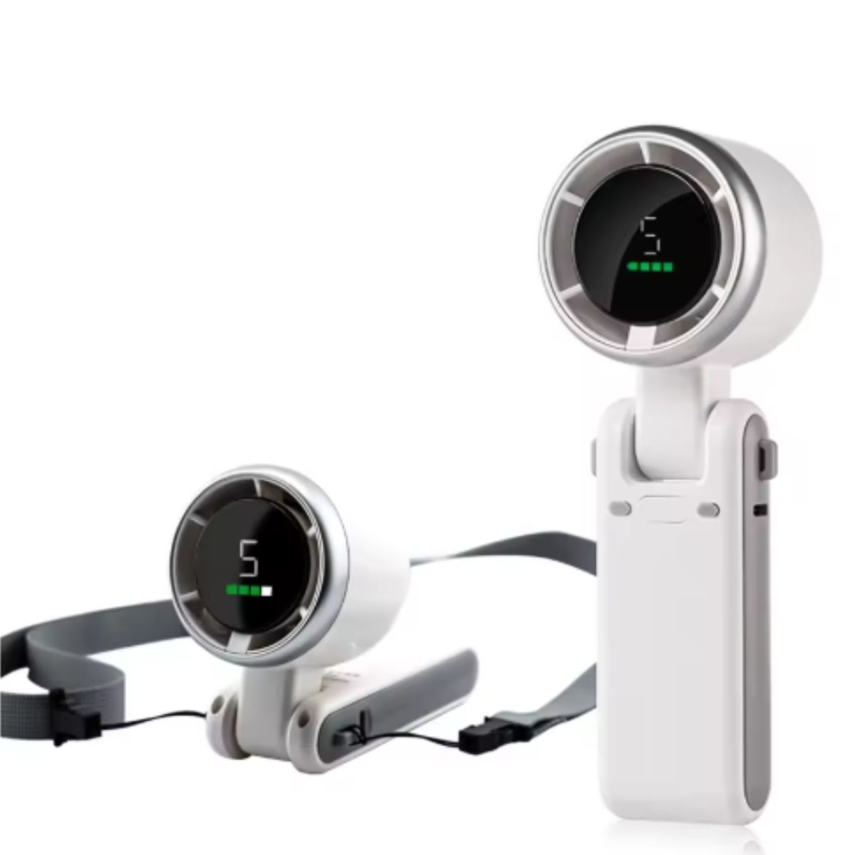 GENERICO - Ventilador Portátil Con Cuellera Recargable Alta Velocidad Pantalla LED 5 Niveles