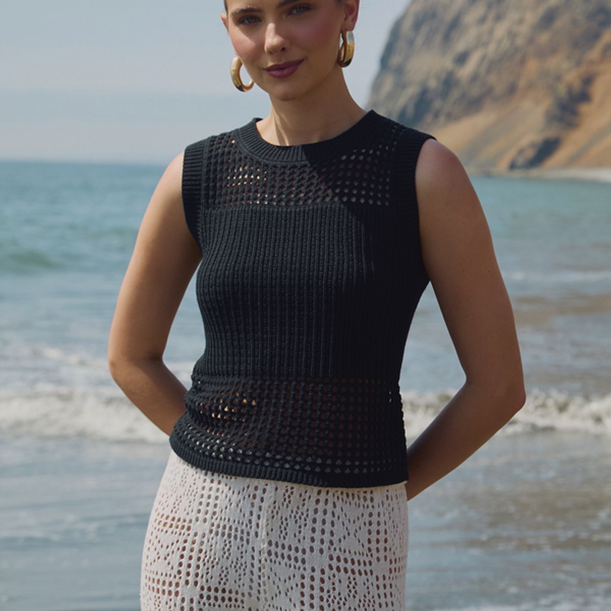 BANATY - POLO TEJIDO SIN MANGAS DE ALGODÓN DE MUJER NARA