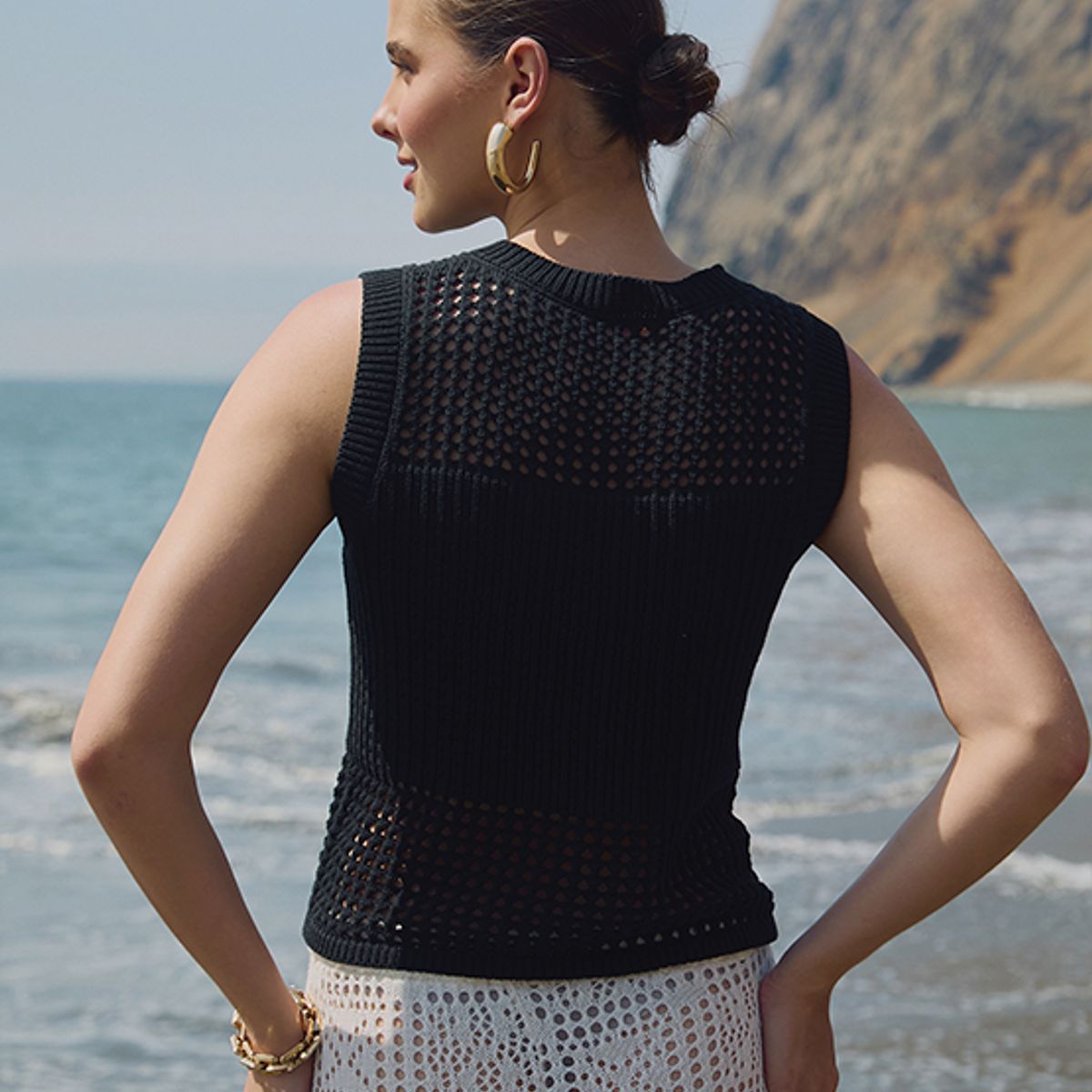 BANATY - POLO TEJIDO SIN MANGAS DE ALGODÓN DE MUJER NARA