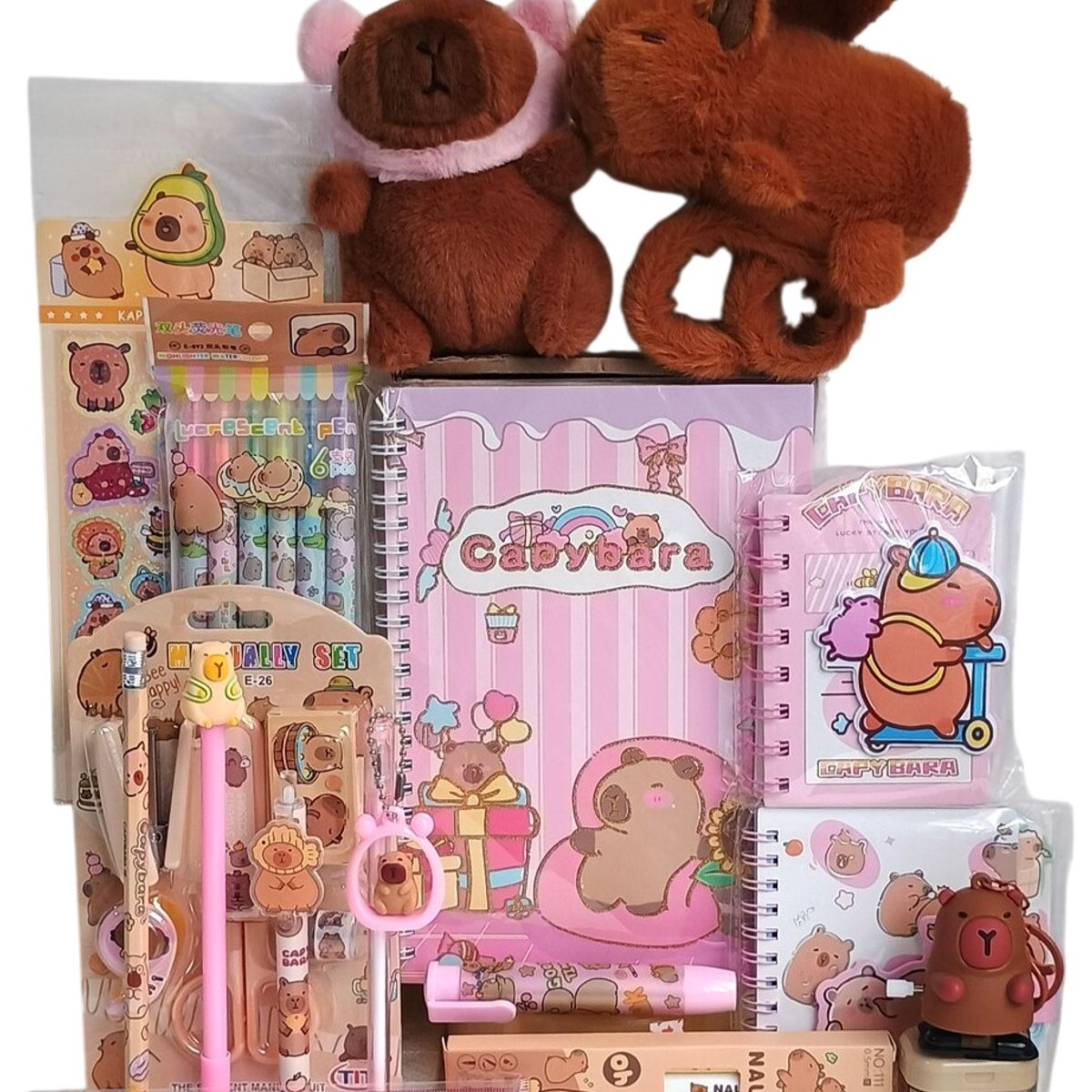 GENERICO - Set Capibara Niña 17 Piezas Útiles Peluche Pulsera