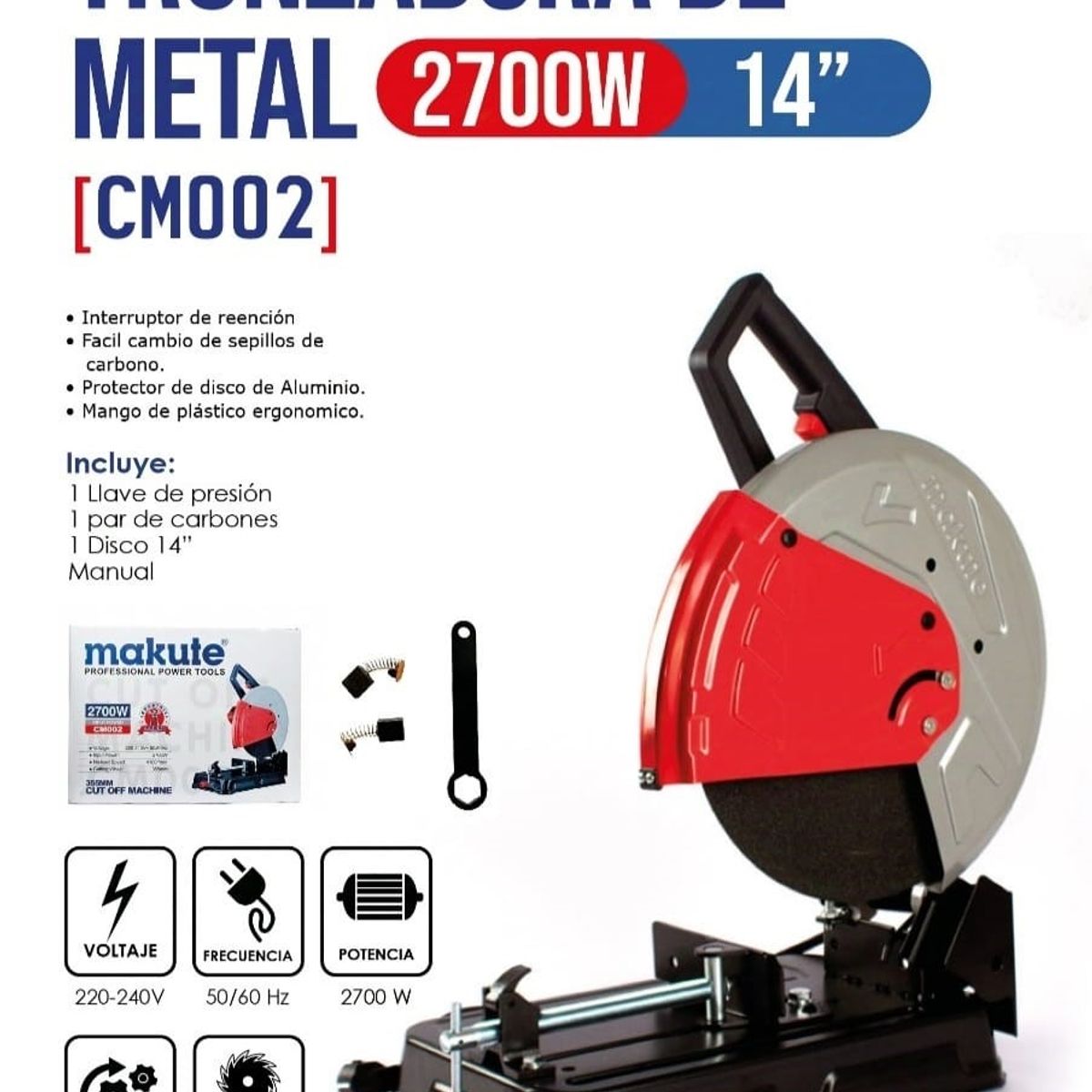 MAKUTE - TRONZADORA DE METAL DE 14” 2700 WATTS