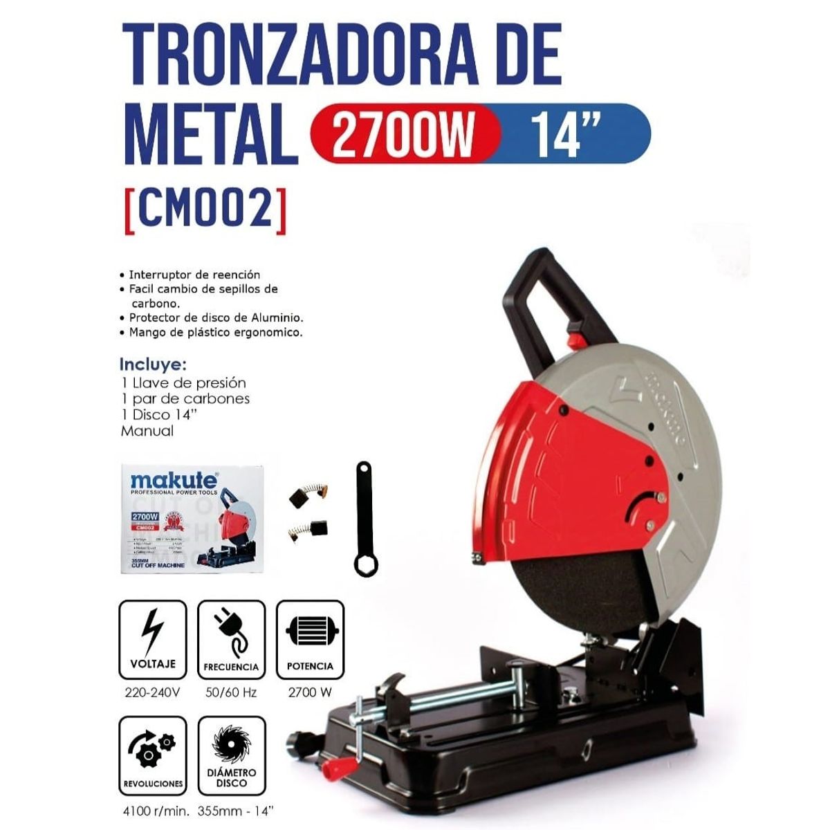 MAKUTE - TRONZADORA DE METAL DE 14” 2700 WATTS