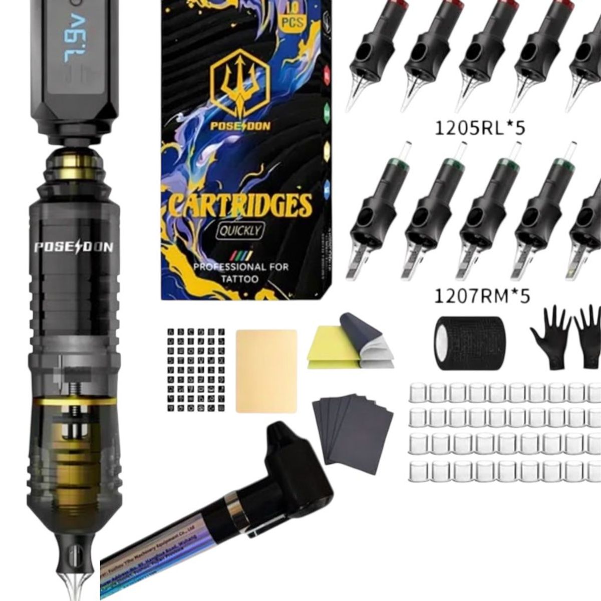 GENERICO - KIT MAQUINA DE TATUAR POSEIDON TATOO TATUAJE