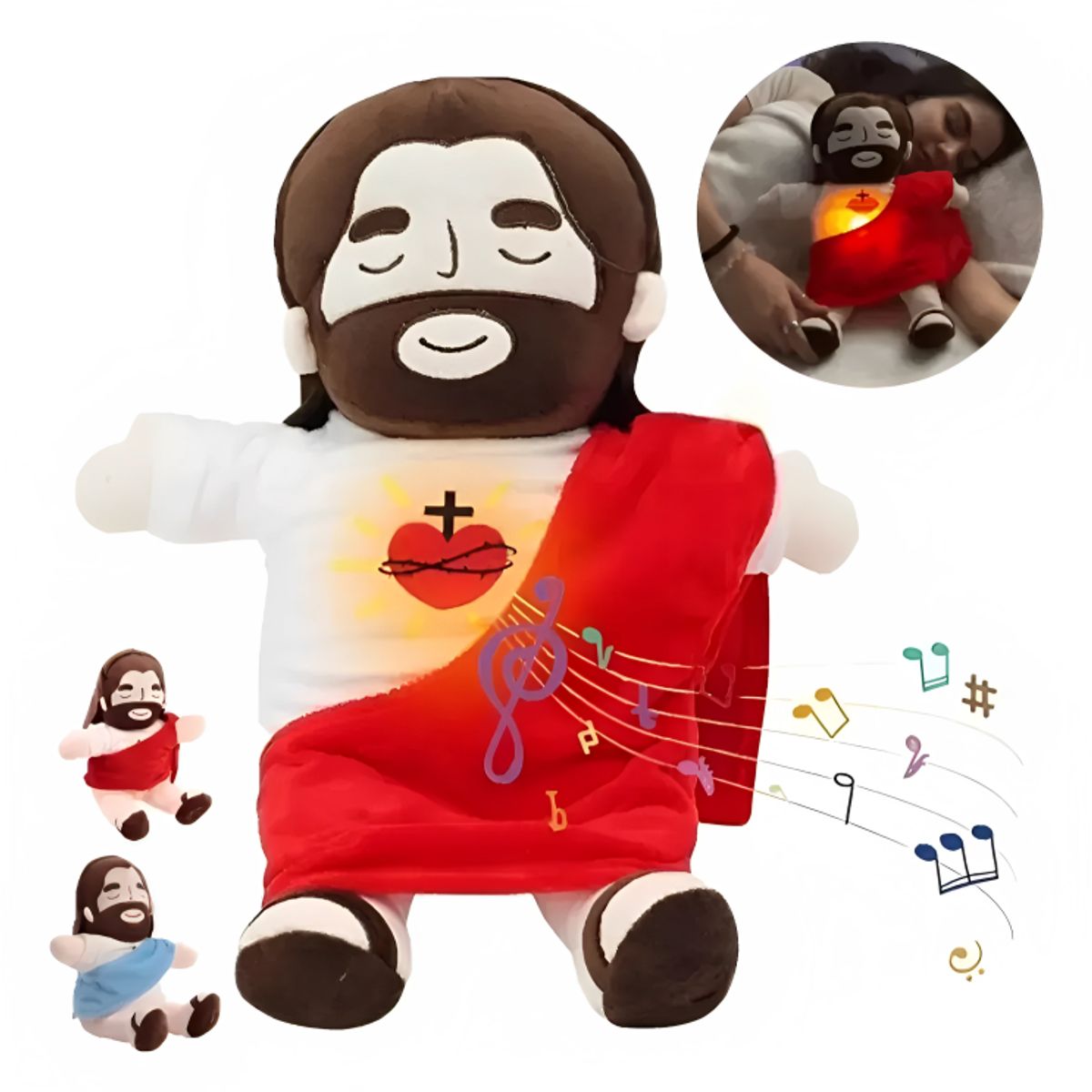 GENERICO - Peluche de Jesús Musical con Luces y Sonido de Respiración