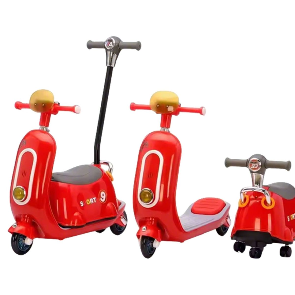 GENERICO - Scooter Funcional 4 en 1 con Luz Musical - Rojo