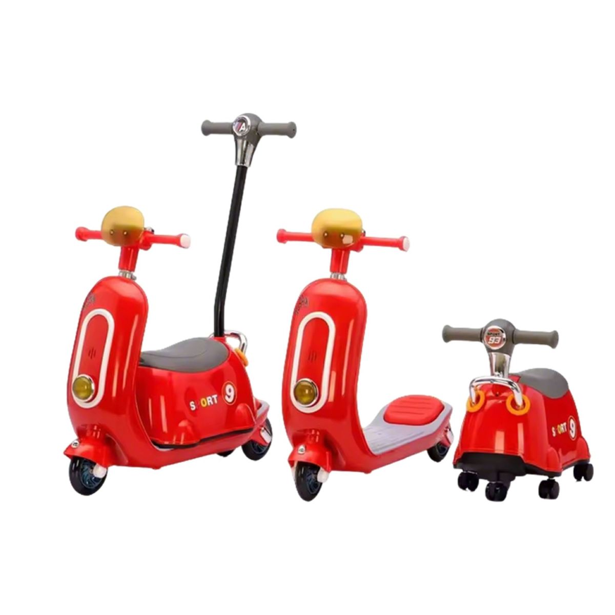 GENERICO - Scooter Funcional 4 en 1 con Luz Musical - Rojo