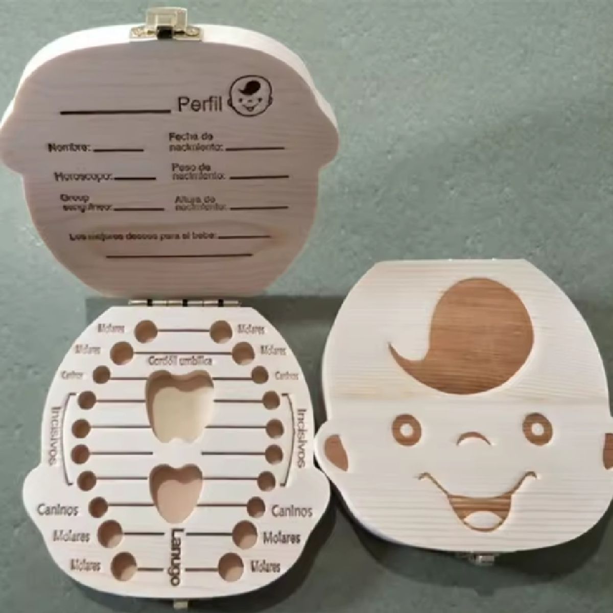 GENERICO - Caja Organizadora De Dientes De Bebé De Madera NIÑO