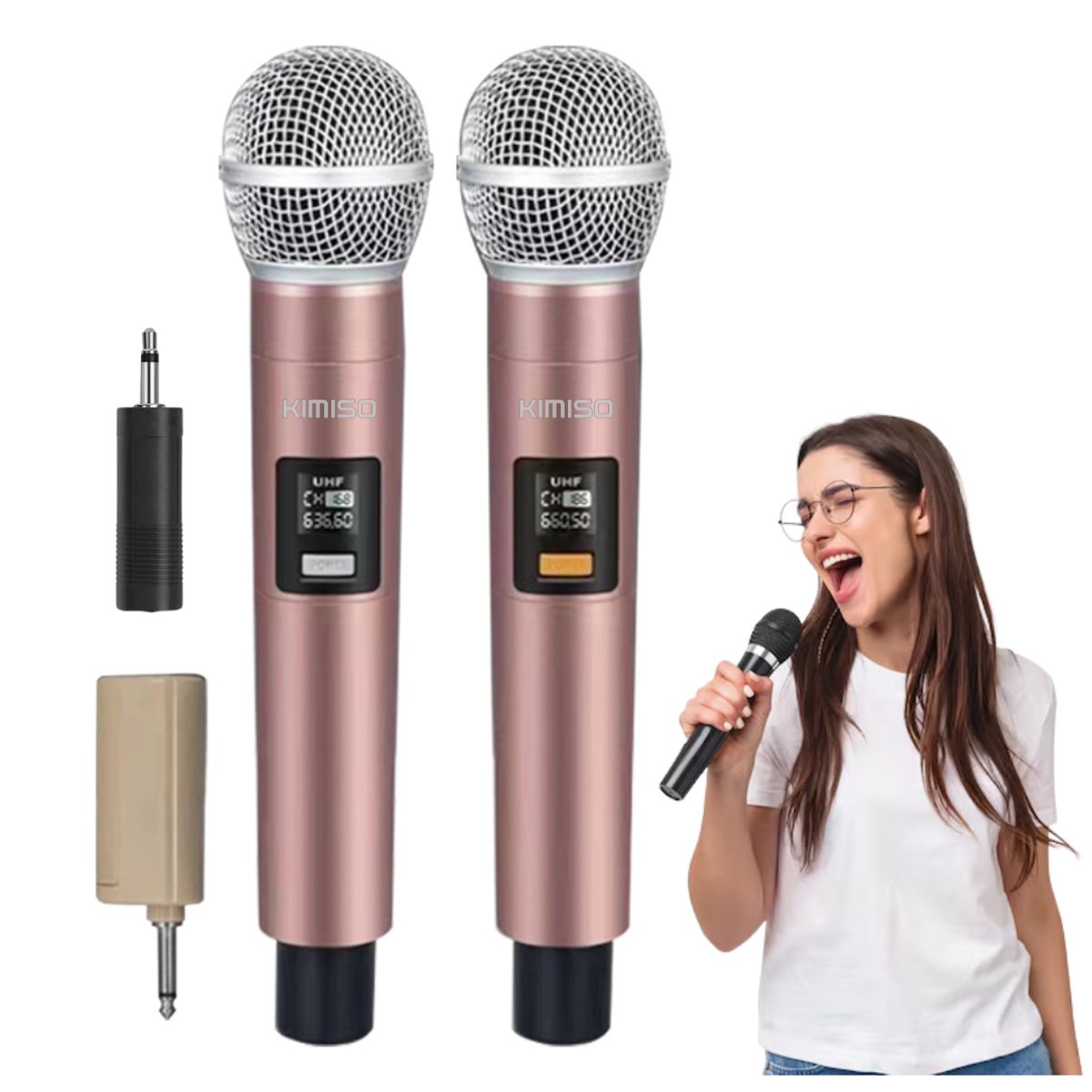 SEISA - Microfono Inalambrico Karaoke Conferencia Eventos KIMISO  Dual Recargable UHF