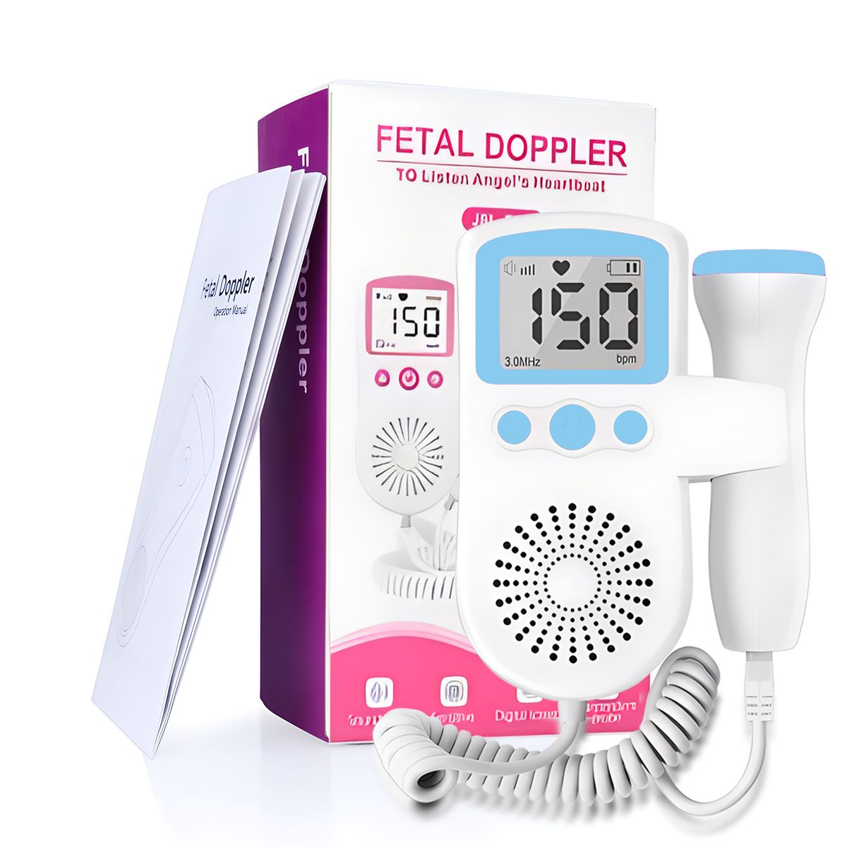 GENERICO - Doppler Fetal ritmo cardiaco prenatal embarazo bebe T501 - Celeste- Hosal