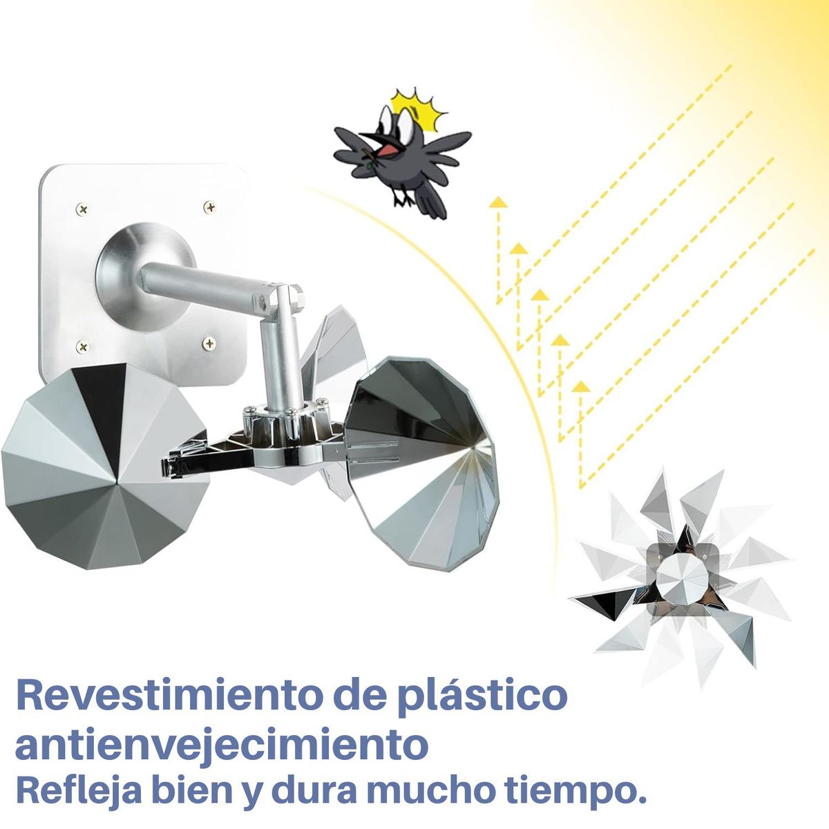 GENERICO - Ahuyentador de Pájaros Reflectante con Aspas Giratorias para Exterior