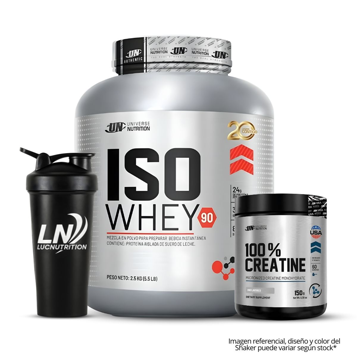 UNIVERSE NUTRITION - Iso Whey 90 2.5 kg Proteina Isolatada - Vainilla + Creatina Universe Nutrition 150 g + Shaker