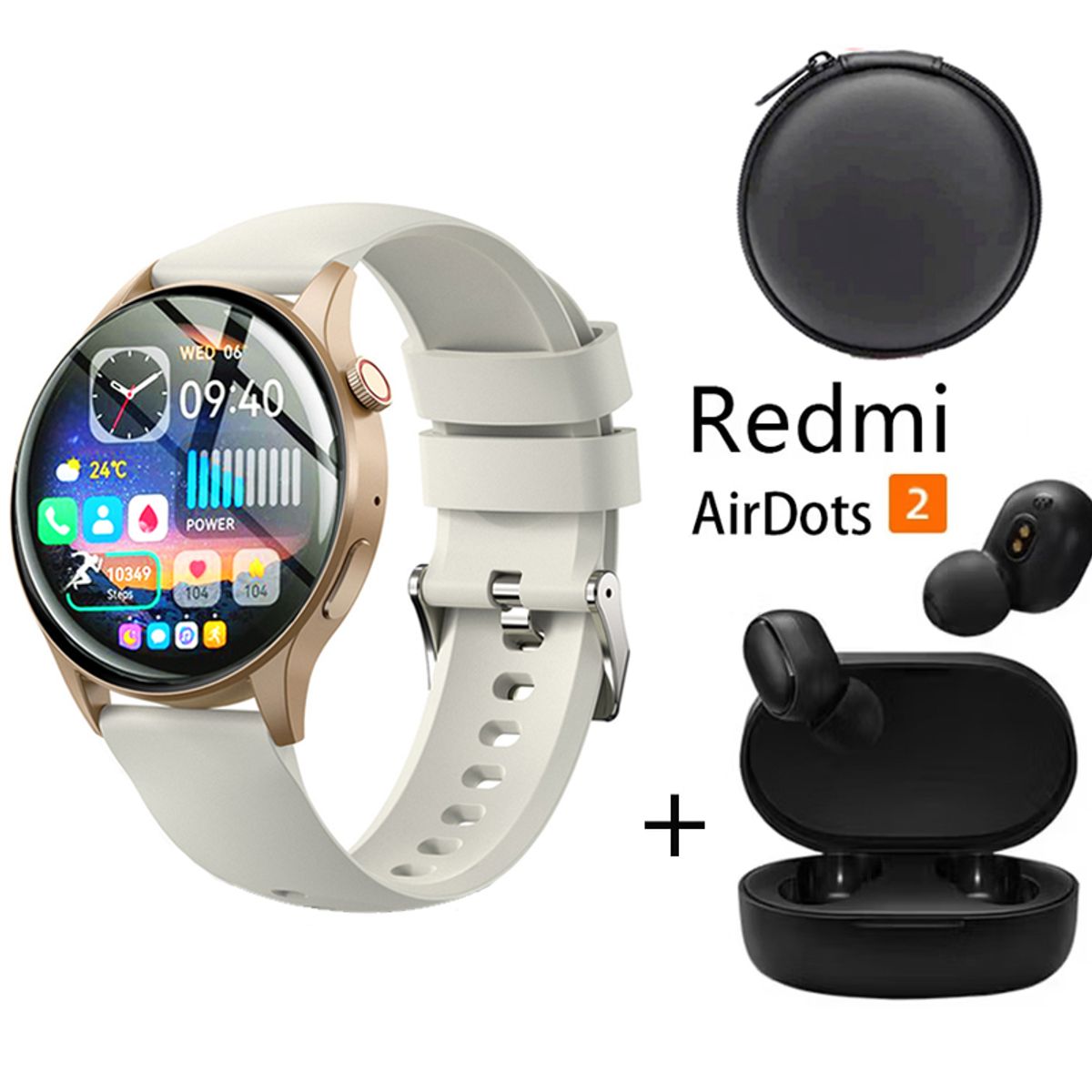 XIAOMI - Smartwatch Y80 Pro -W y Audifonos Redmi AirDots 2 y Estuche