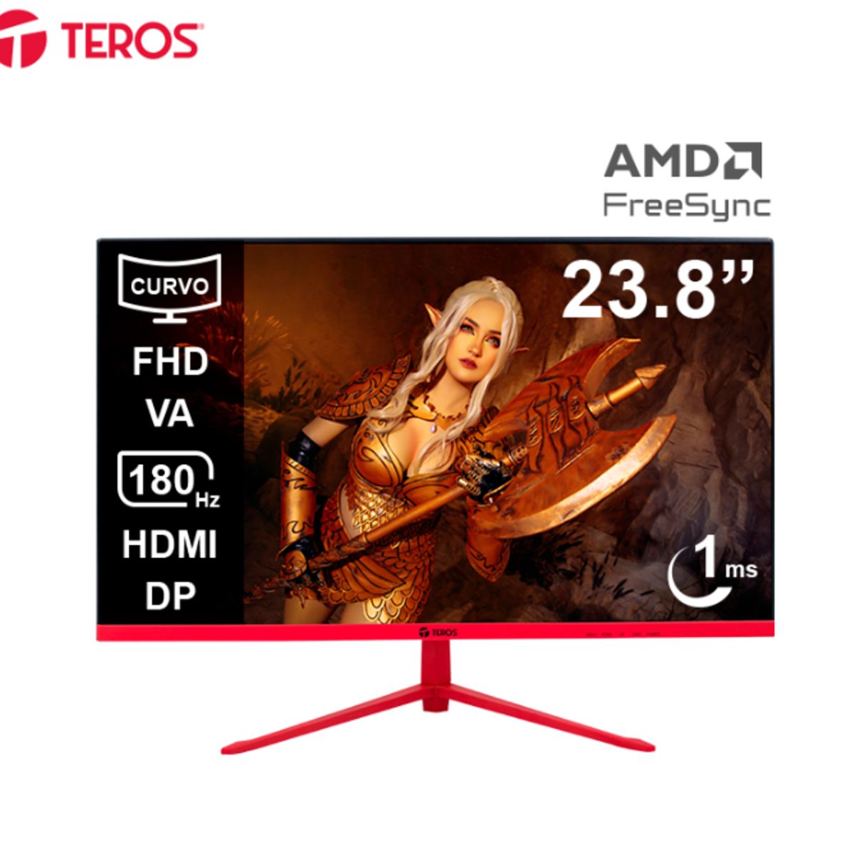 TEROS GAMING - Monitor curvo gaming TEROS TE-2473G 238 FHD VA 180Hz 1ms HDMI DP AUDIO OUT USB