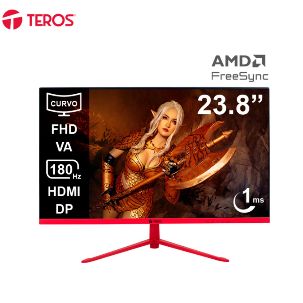 TEROS GAMING - Monitor curvo gaming TEROS TE-2473G 238 FHD VA 180Hz 1ms HDMI DP AUDIO OUT USB