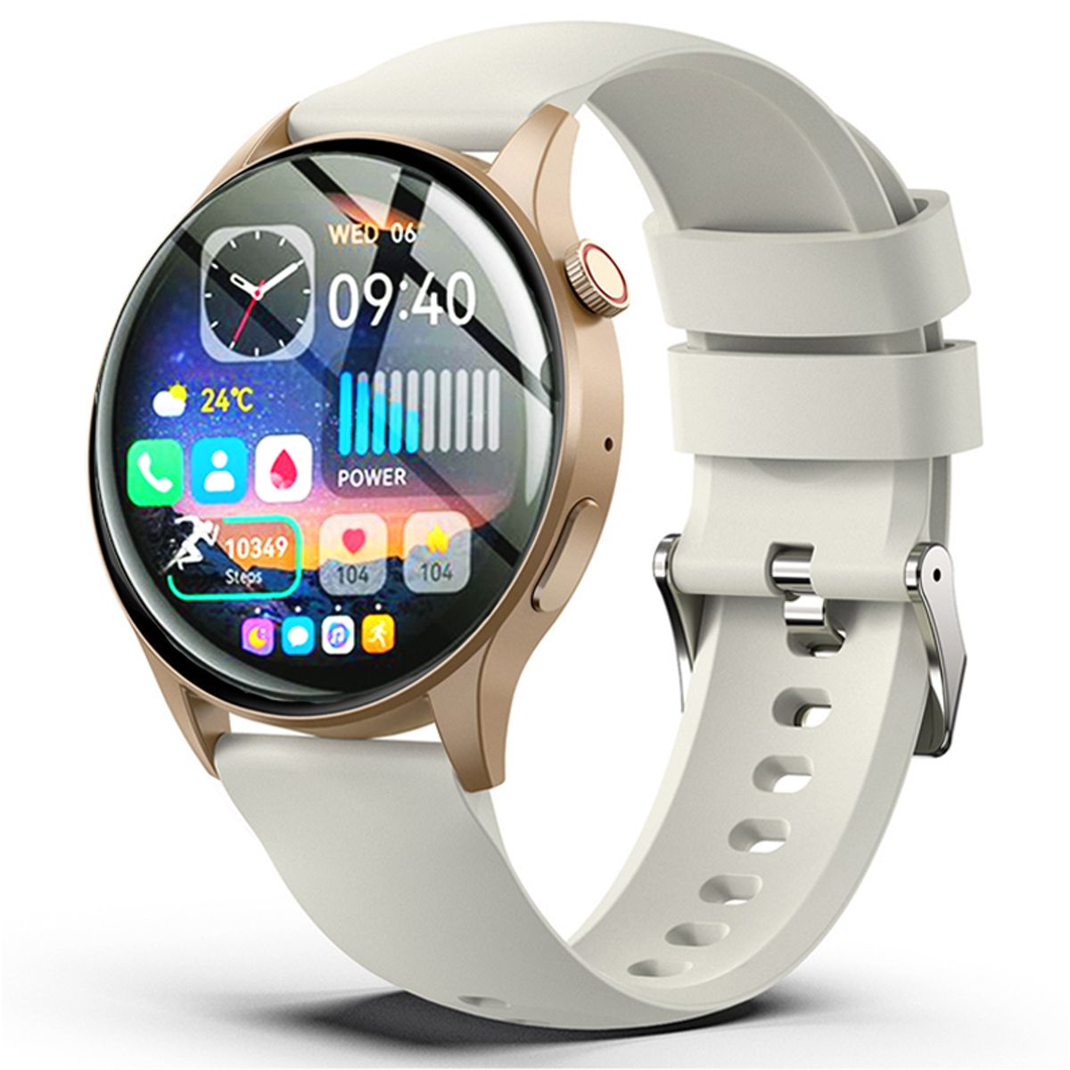 OVOTOUMI - Smartwatch Toumi Y80 PRO Amoled 143 Blanco Bluetooth Ip68