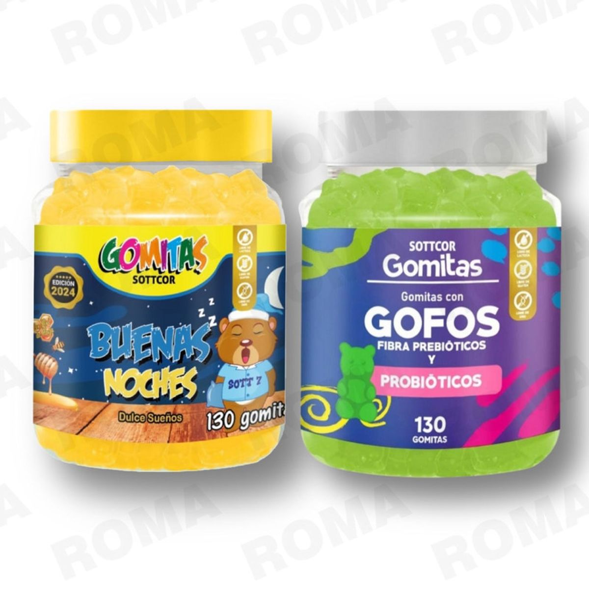 GENERICO - PACK 2 GOMITAS BUENAS NOCHES NIÑOS + GOFOS PARA NIÑOS SOTTCORLABS