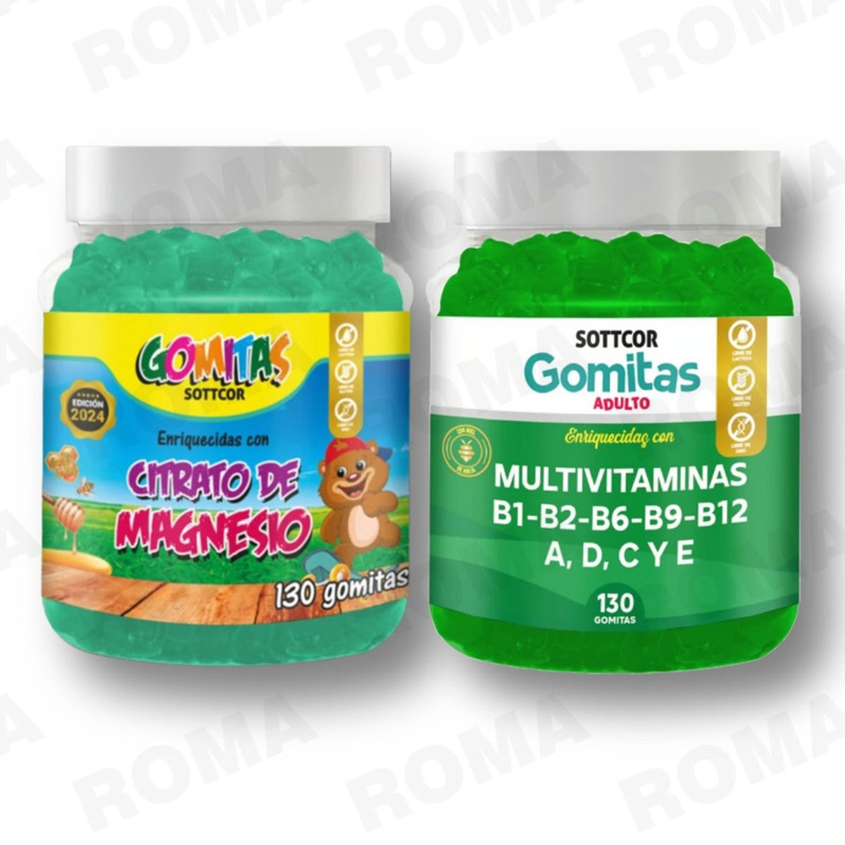 GENERICO - PACK 2 CITRATO DE MAGNESIO NIÑOS + MULTIVITAMINAS SOTTCORLABS