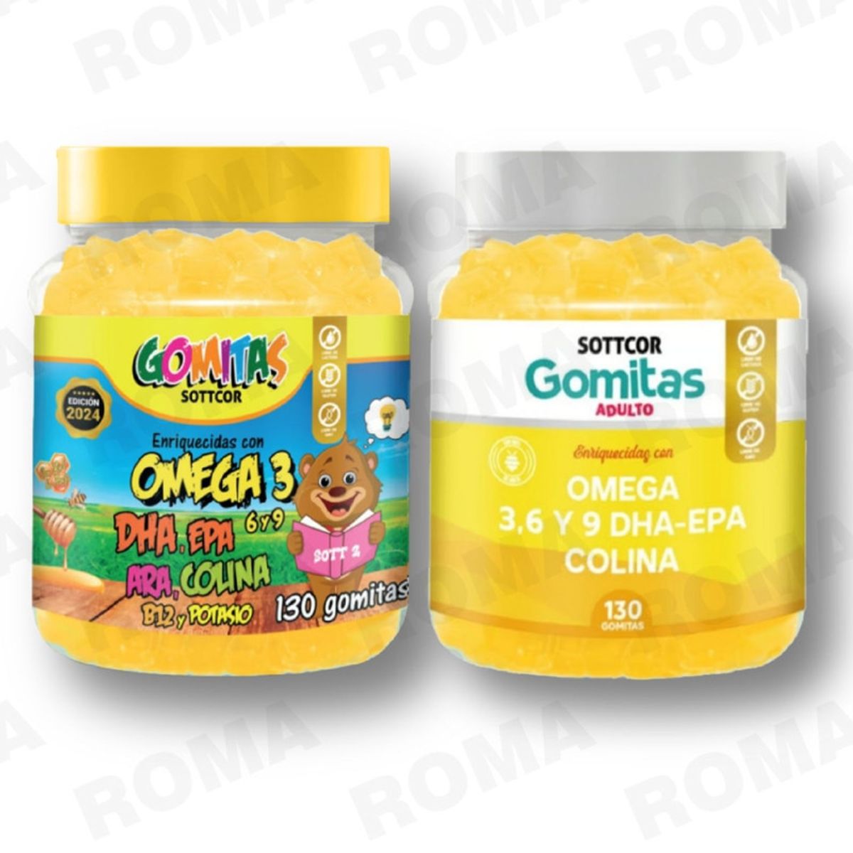 GENERICO - PACK 2 GOMITAS OMEGA 3 NIÑOS + OMEGA 3 ADULTO SOTTCORLABS