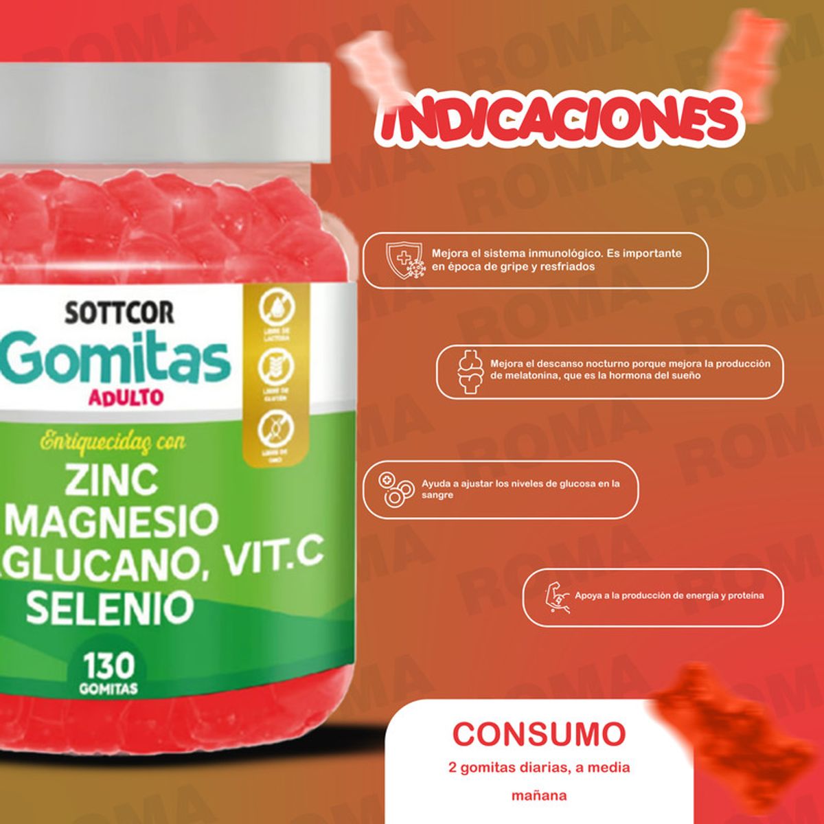 GENERICO - GOMITAS ZINC 130 SOTTCORLABS