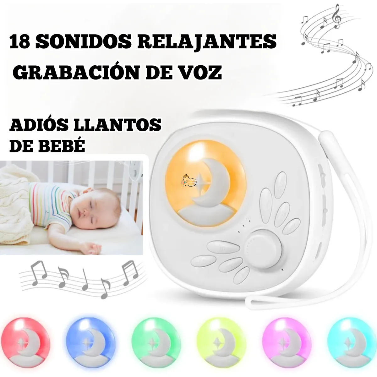 OEM - Máquina de Ruido Blanco para Dormir + Grabador de voz con LUZ NOCTURNA - RECARGABLE