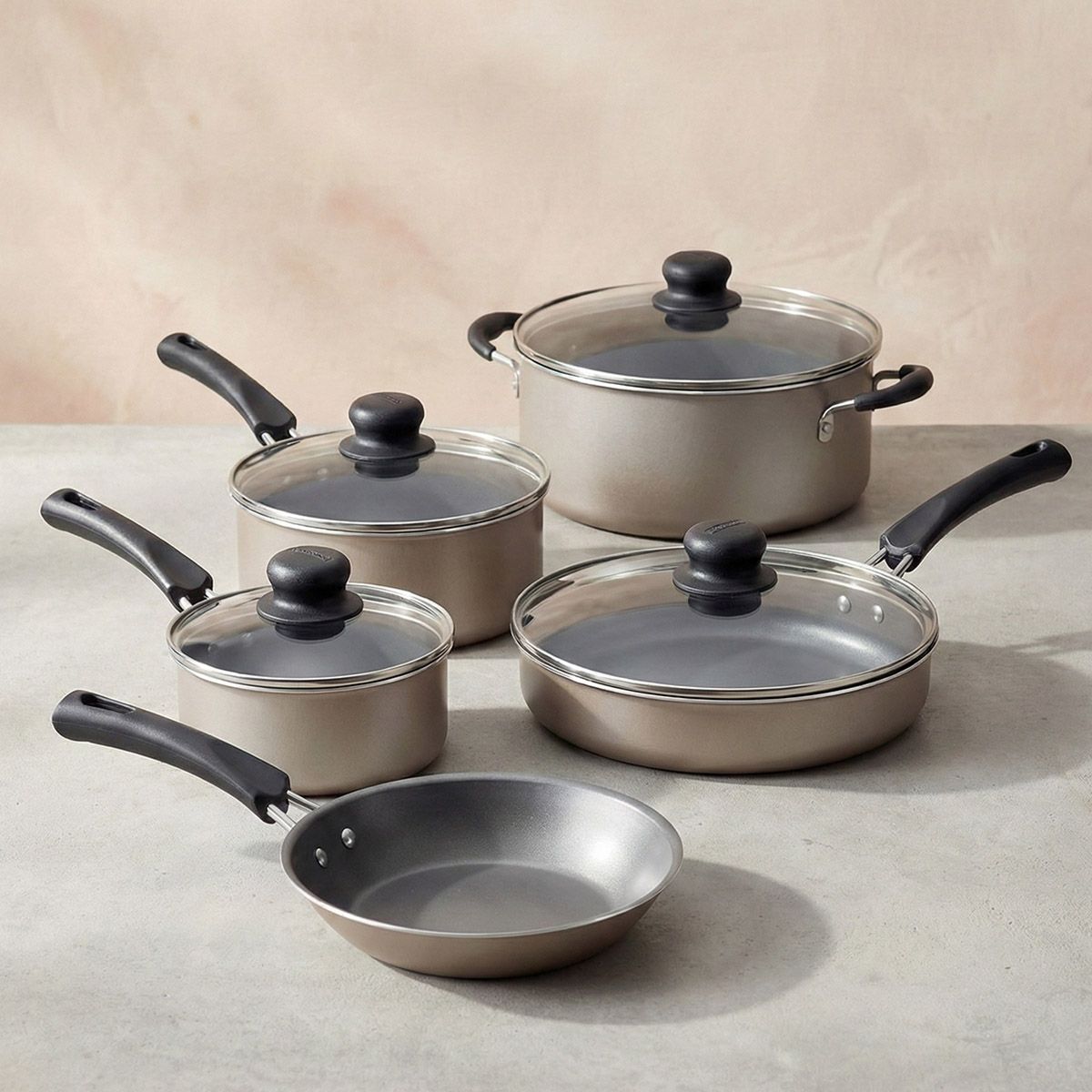 TRAMONTINA - Juego de Ollas Tramontina 9 Piezas Max Dorado Antiadherente