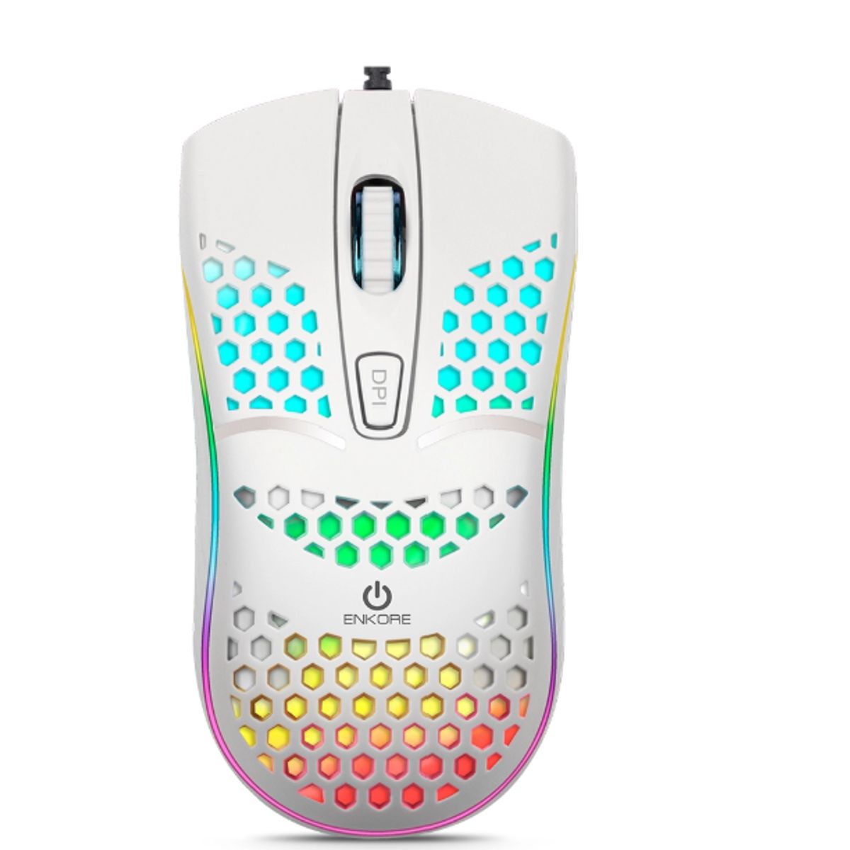 ENKORE - Mouse Gamer LED Alámbrico 1600DPI  Blanco Enkore Geox Ingravide EKM 121W