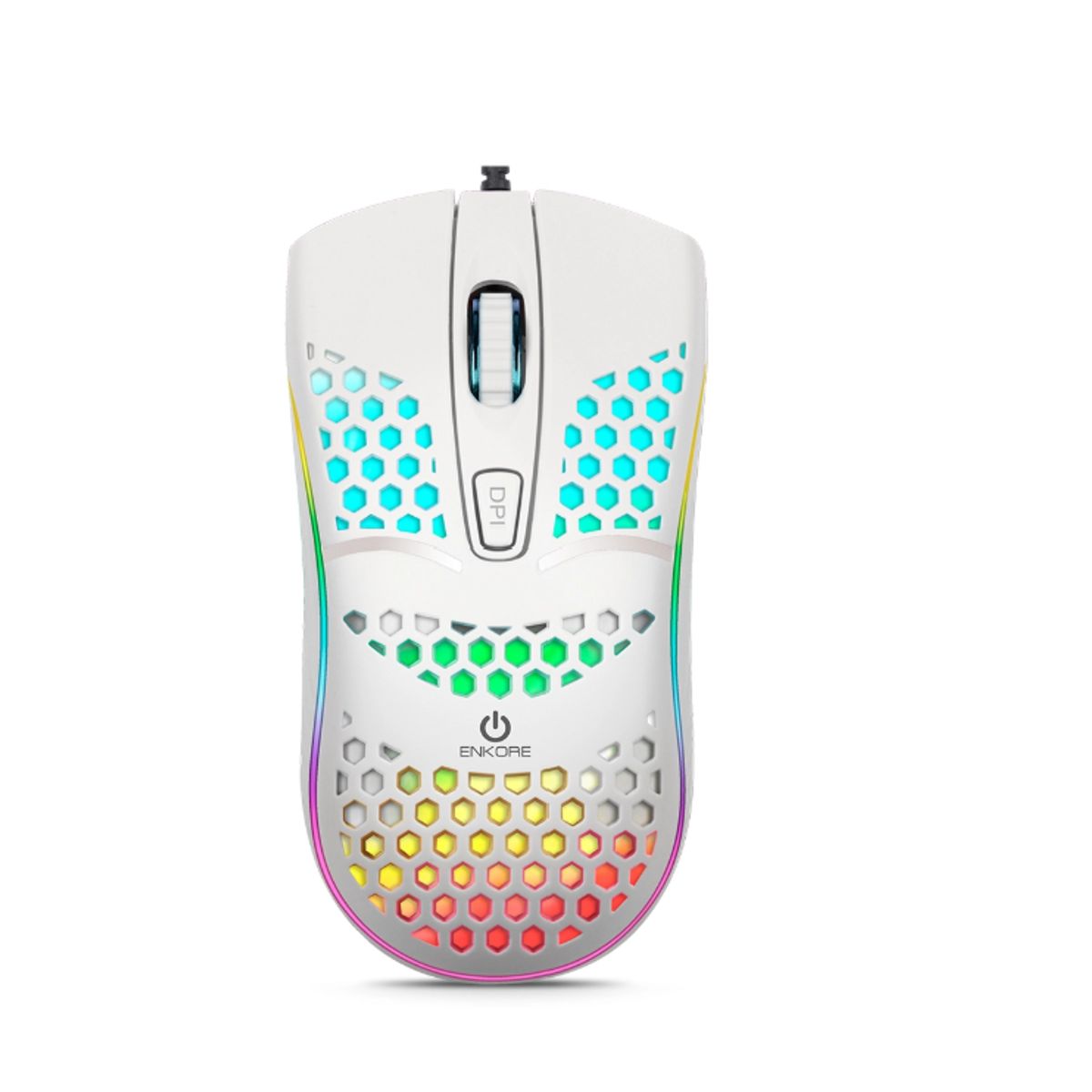 ENKORE - Mouse Gamer LED Alámbrico 1600DPI  Blanco Enkore Geox Ingravide EKM 121W