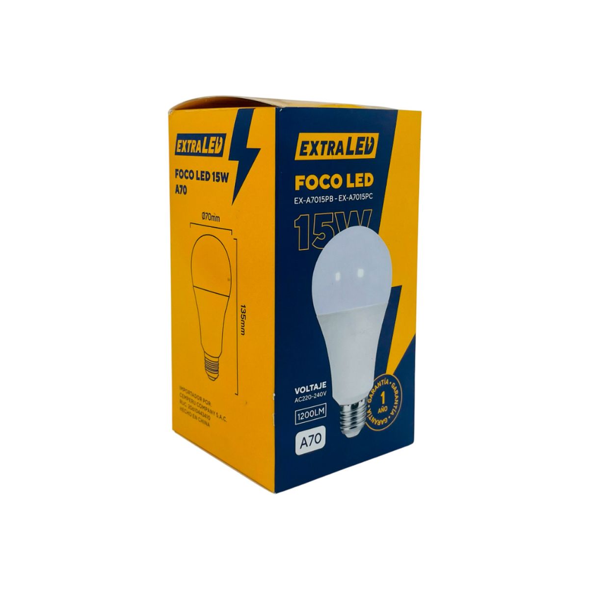EXTRALED - Pack 5 Focos LED 15W Luz Blanca ExtraLED E27 6500K Bajo Consumo