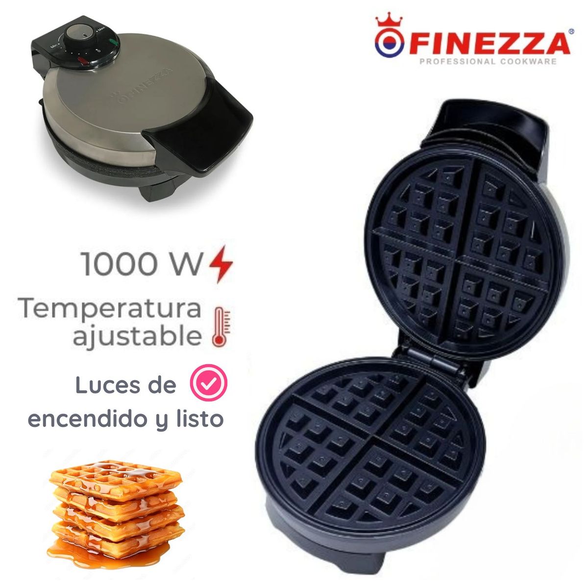 FINEZZA - Waflera Finezza FZ-816WR 1000 Watts Negro Antiadherente