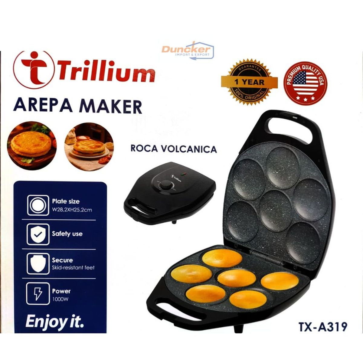GENERICO - Maquina de Arepa Tosty Arepa Maker Trillium Roca Volcanica TX-A319