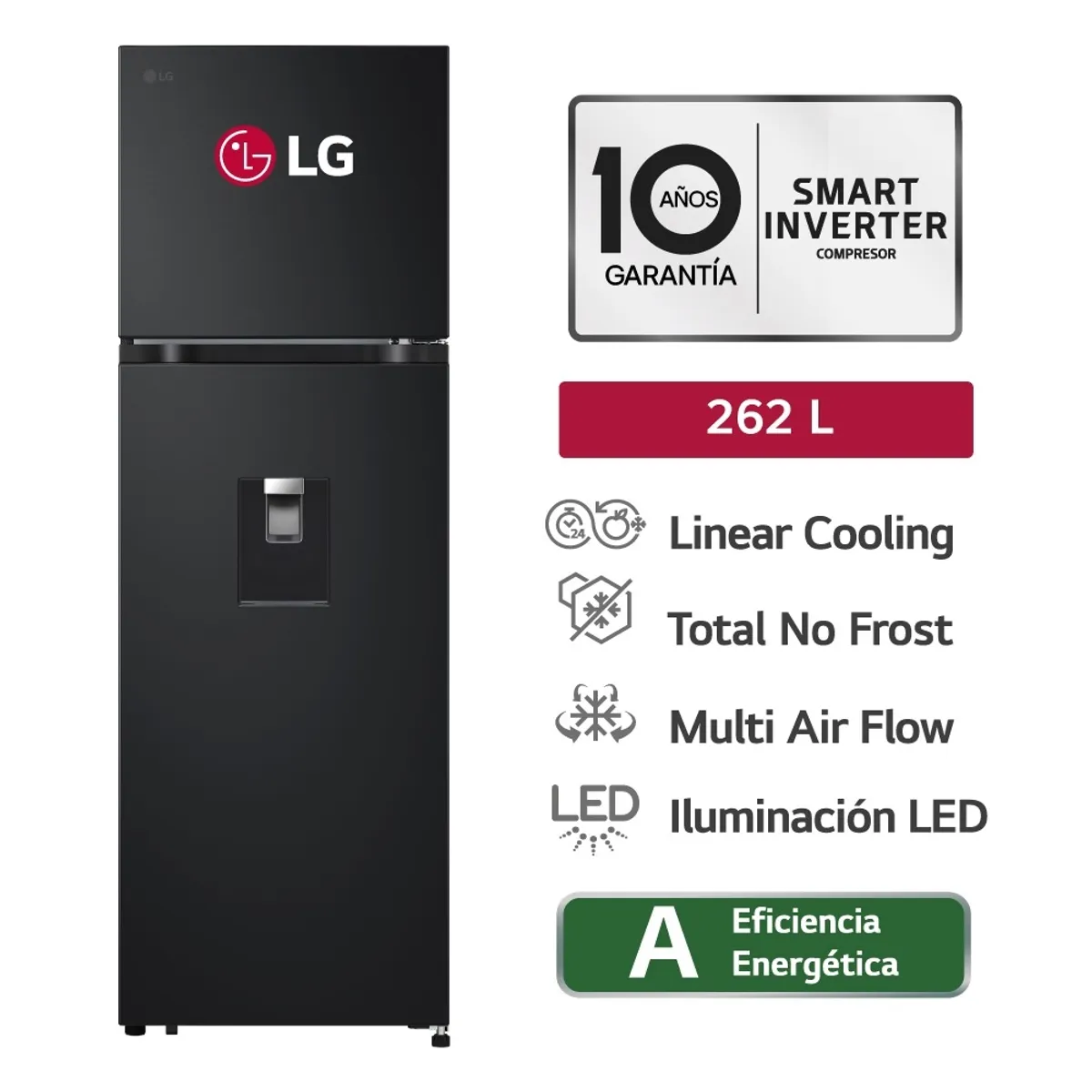LG - Refrigeradora LG 262LT Linear Cooling VT26WPM Negro Mate