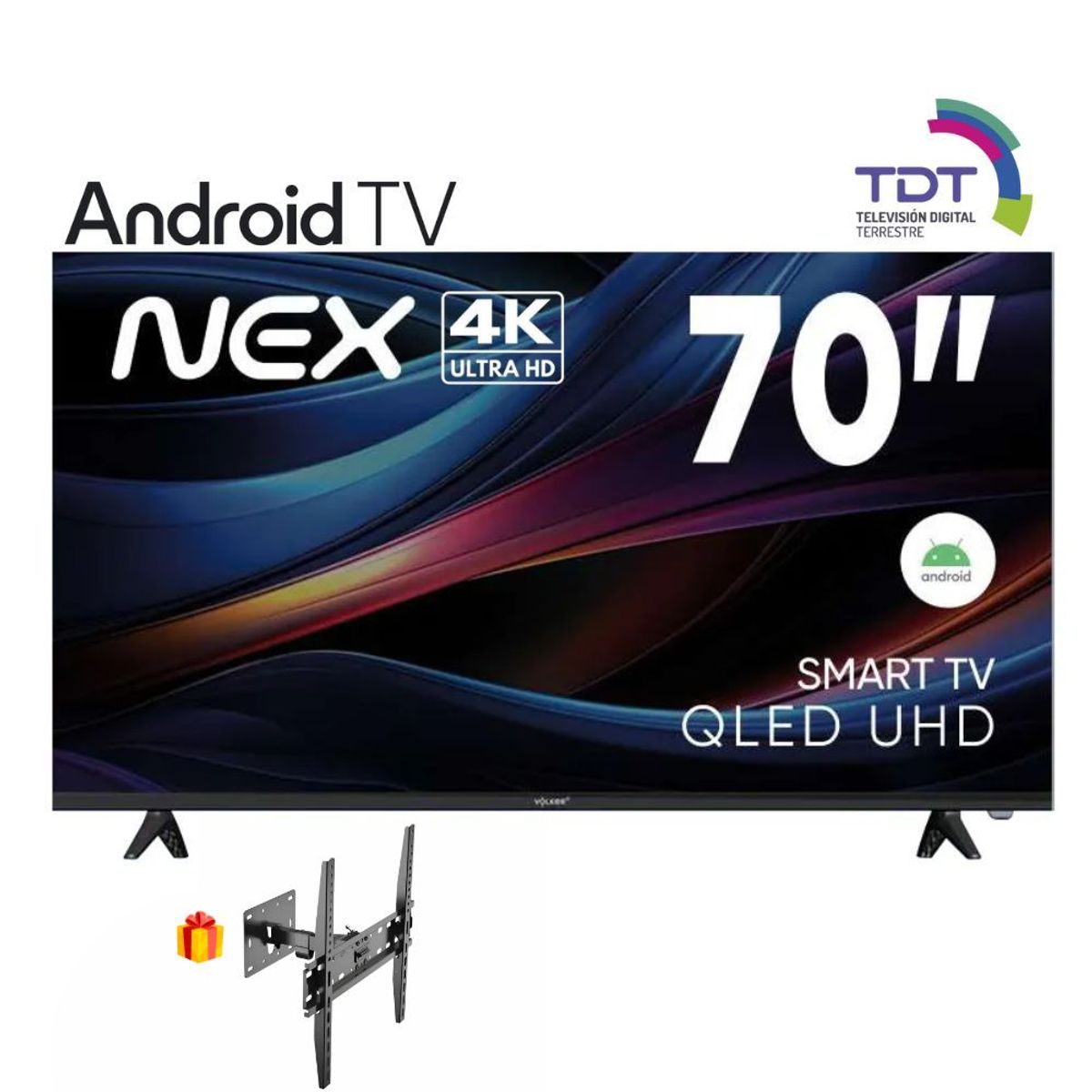 NEX - Televisor NEX QLED 70 4K ULTRA HD ANDROID TV TVQLED70S +RACK GIRATORIO