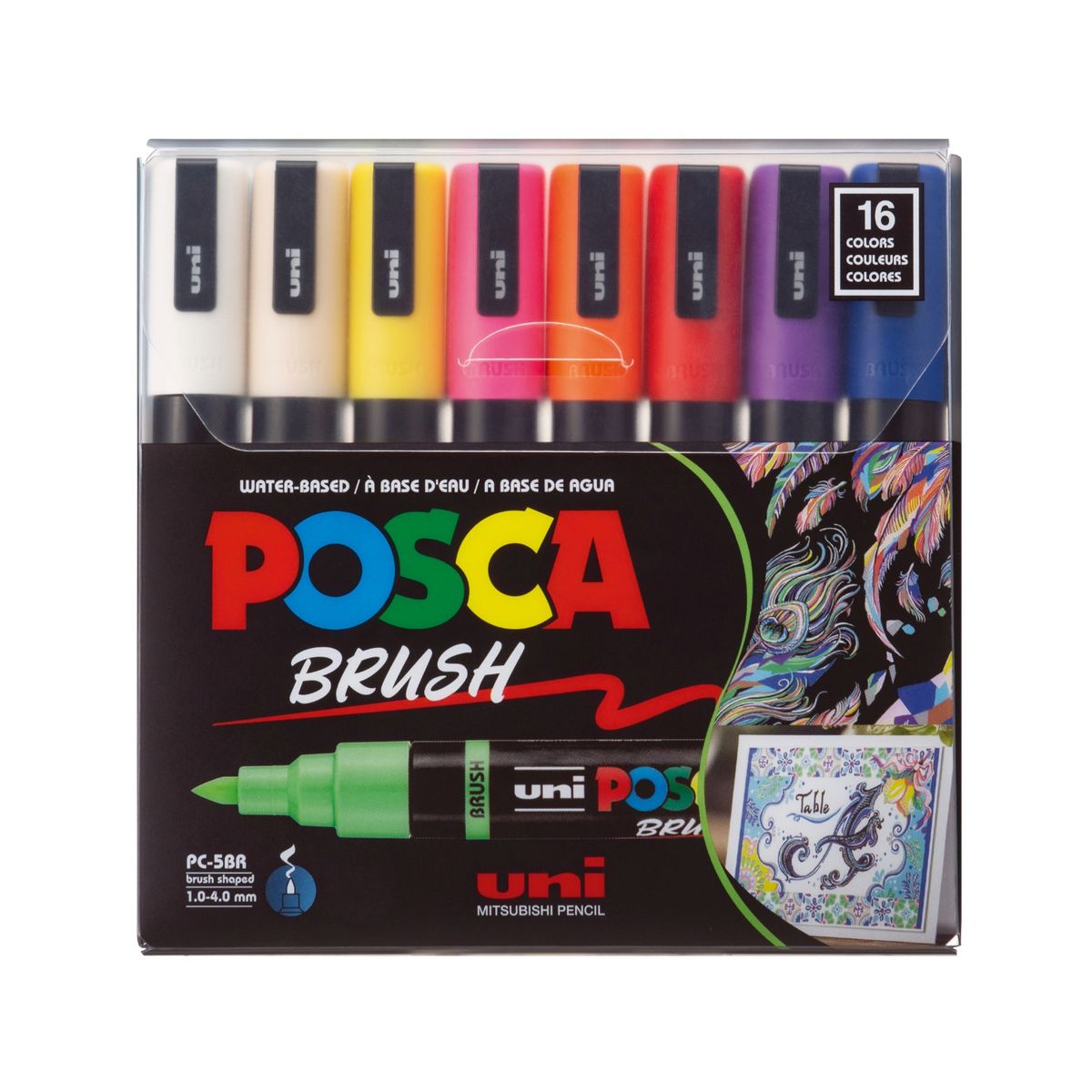 POSCA - POSCA Pack PC-5BR 16C Básico x 16 Marcadores Punta Brush 