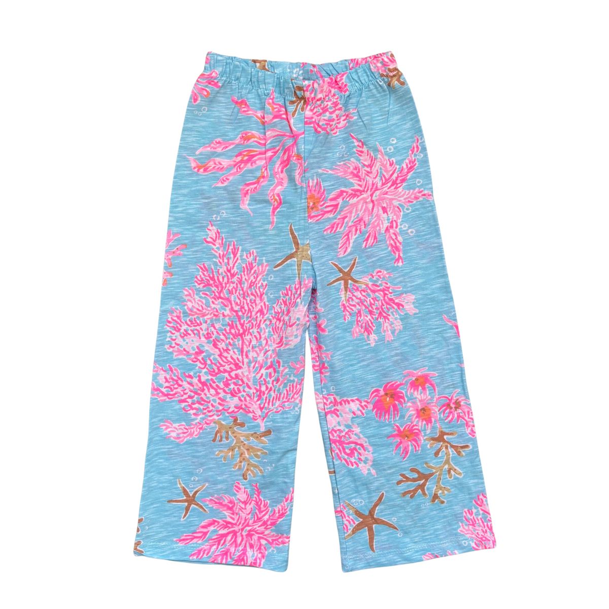 RED CARROT - Pantalon palazo niña jersey celeste flores fucsia