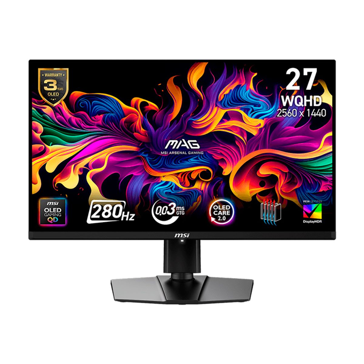 MSI - Monitor Plano Msi Mag 272Qpw Qd-Oled X28 27 Wqhd Oled Hdmi X2 Dp Tipo-C Headphone-Out
