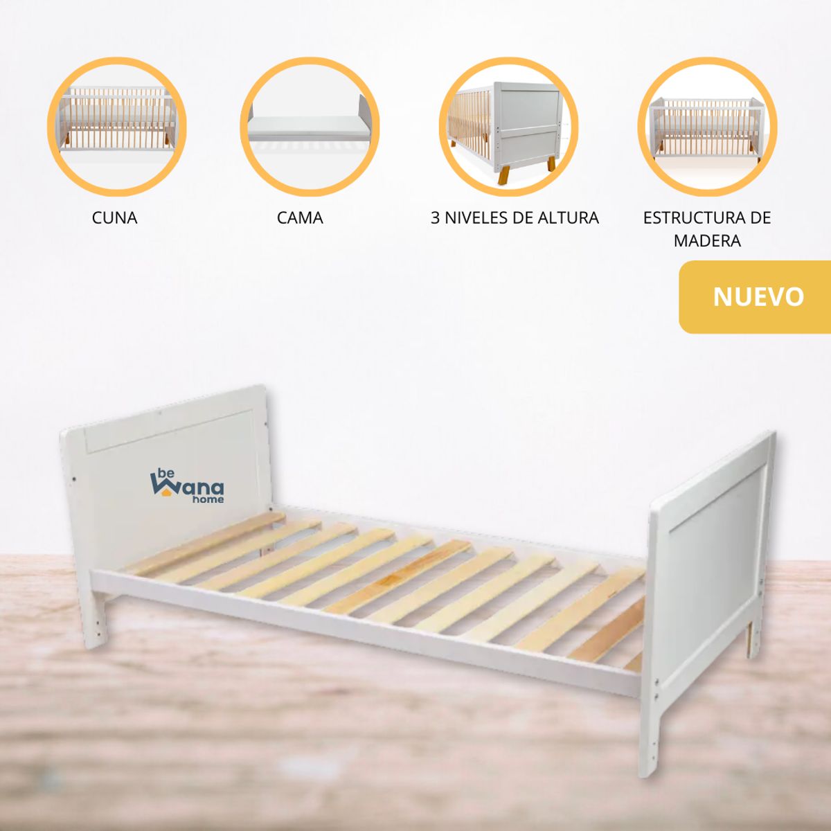 CARESTINO - Cuna Cama de Madera «Vigo» White