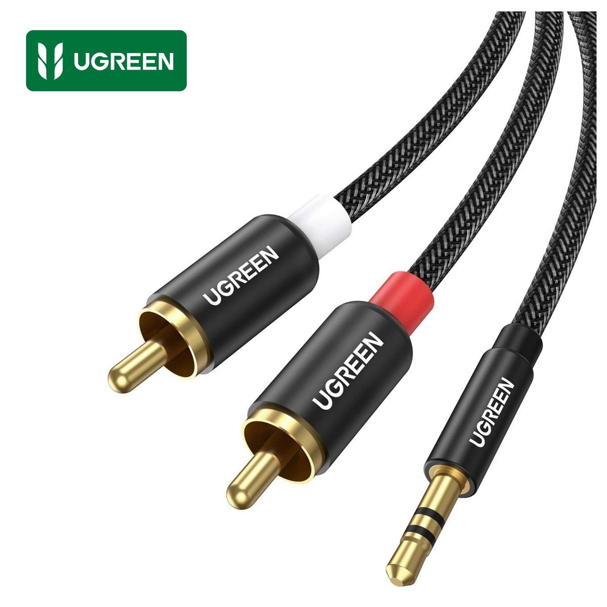 UGREEN - Cable de Audio UGREEN Auxiliar 3,5mm a 2 RCA para Equipos Sonido Parlantes Amplificadores 5 METROS