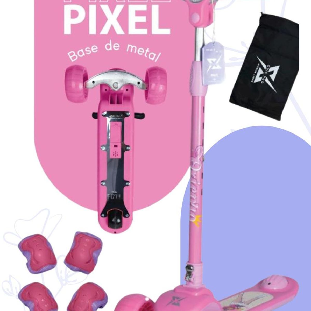 OKA - SCOOTER PIXEL EQUIPADO CLINTERNA - COLOR ROSADO