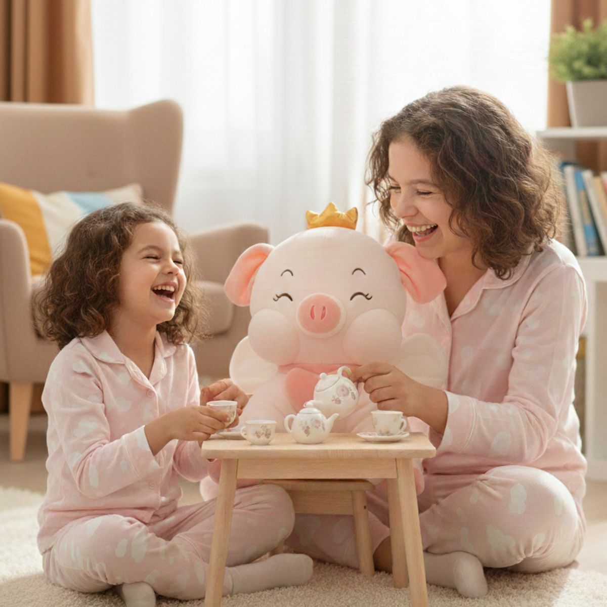 GENERICO - Peluche de Cerdita Kawaii con Corona y Alas