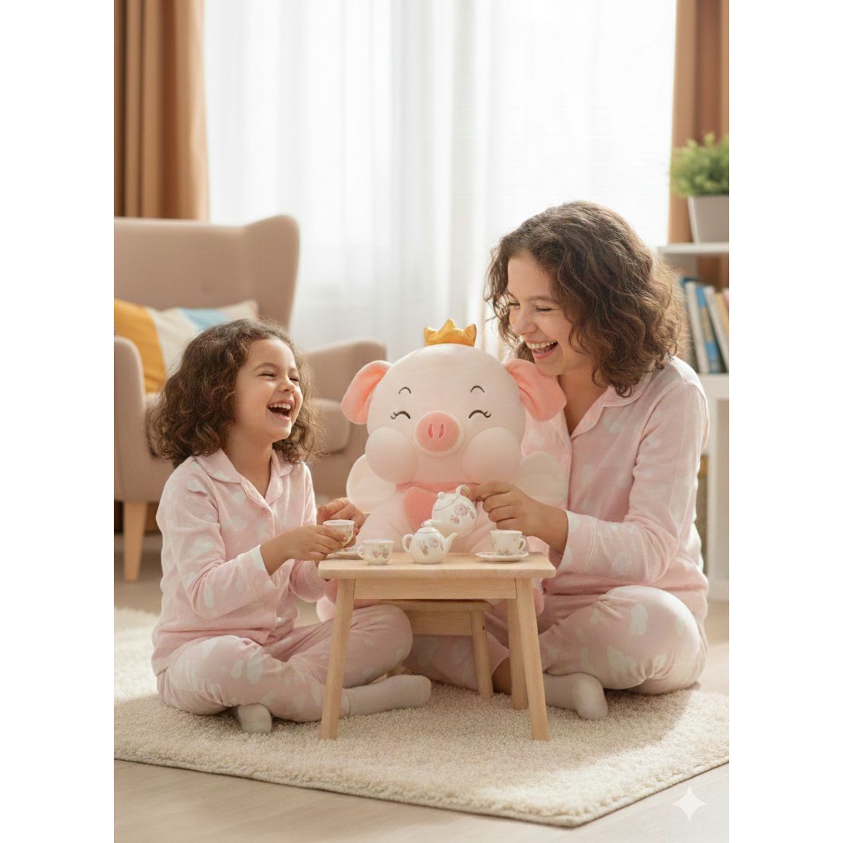 GENERICO - Peluche de Cerdita Kawaii con Corona y Alas