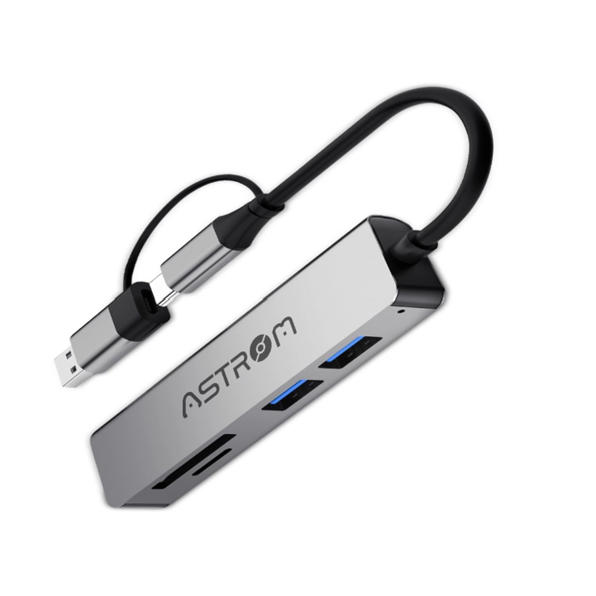 ASTROM - Puertos Múltiples Aluminio Conexion Usb 5 en 1,1Puerto USB 3.0, 2 Puertos USB 2.2.Astrom ASTMH2351SD