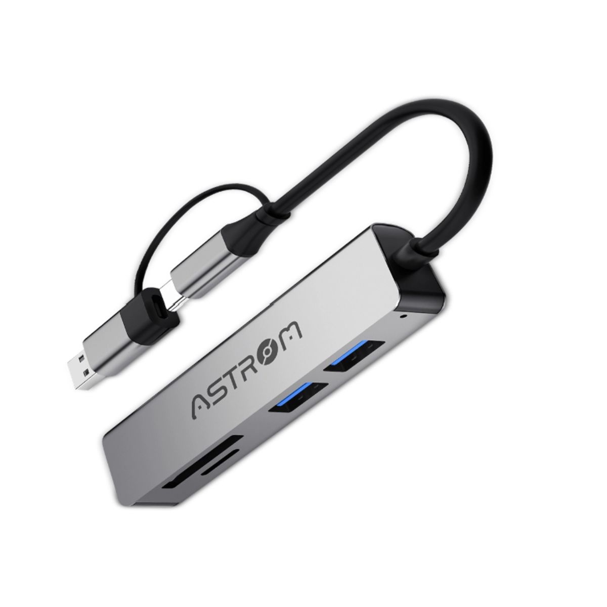 ASTROM - Puertos Múltiples Aluminio Conexion Usb 5 en 1,1Puerto USB 3.0, 2 Puertos USB 2.2.Astrom ASTMH2351SD