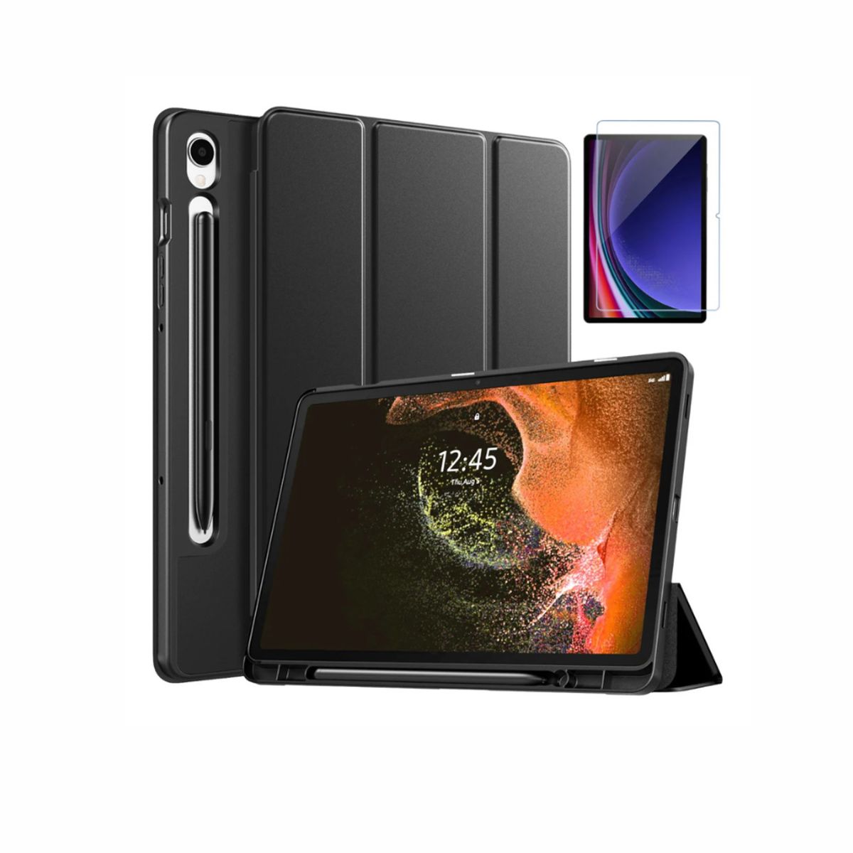 SPACE - Funda Smart cover Samsung  S10 - S10 FE  color negro + mica de vidrio